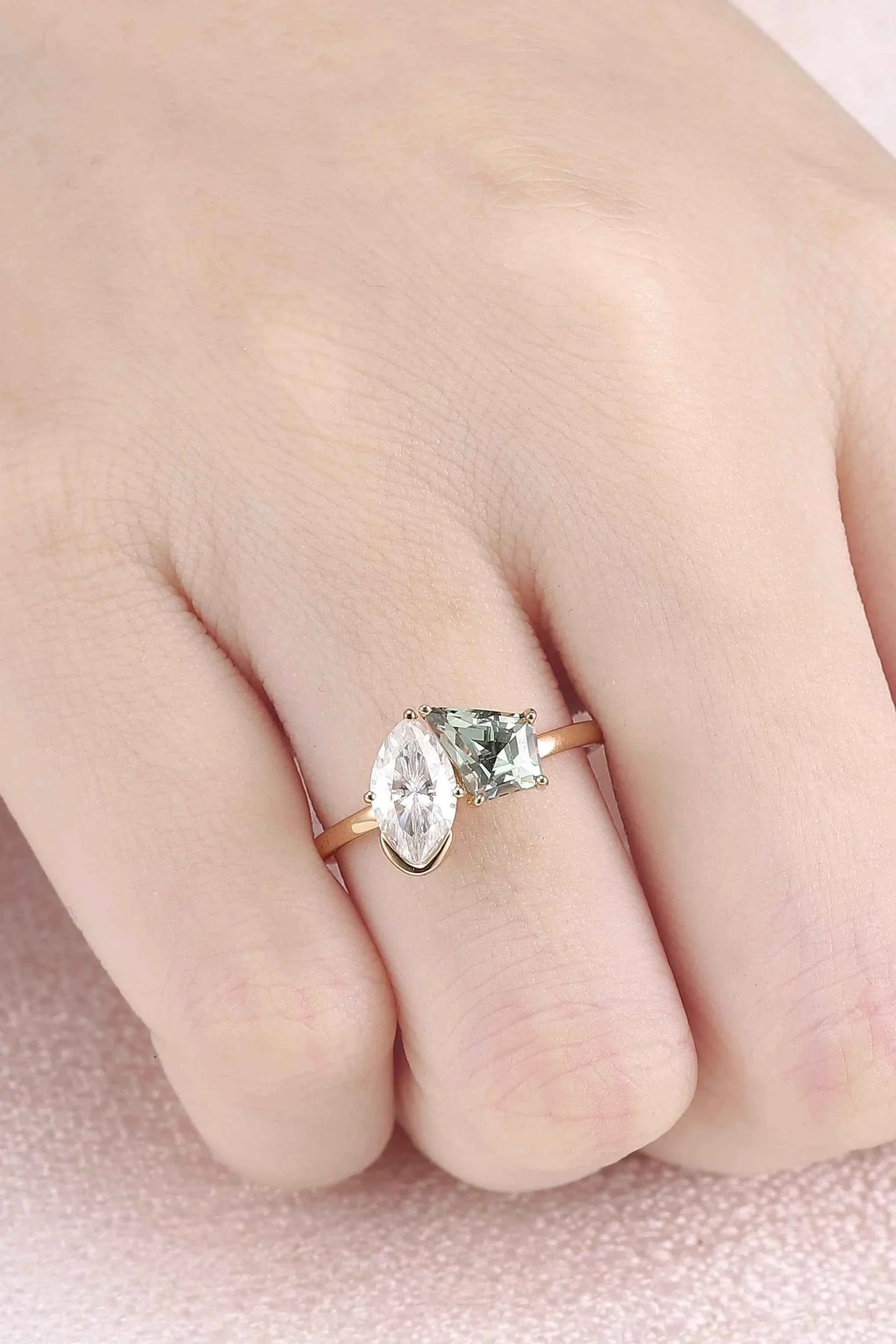 Toi Et Moi Two Stone Marquise & Kite Gemstone Ring