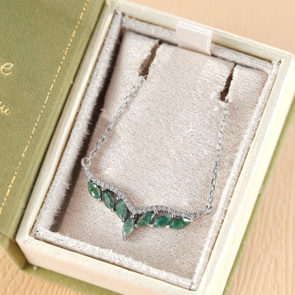 Unique Marquise Cut Moss Agate Angel Wings Pendant