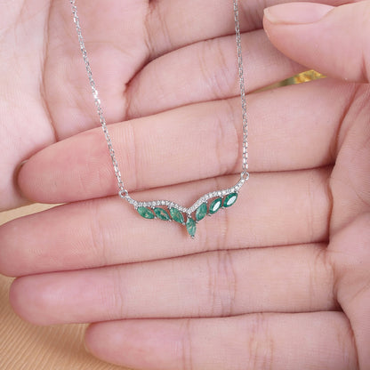 Unique Marquise Cut Moss Agate Angel Wings Pendant