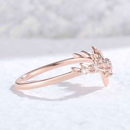 Unique Moissanite Antlers and Moon Style Silver Stacking Ring