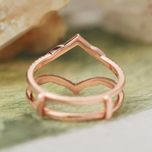 Unique Enhancer Moissanite Rose Gold Wedding Ring