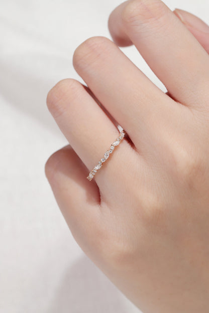 Unique Moissanite Full Enternity Straight Stacking Ring