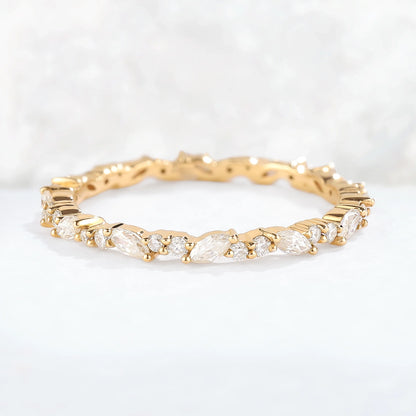 Unique Moissanite Full Enternity Straight Stacking Ring