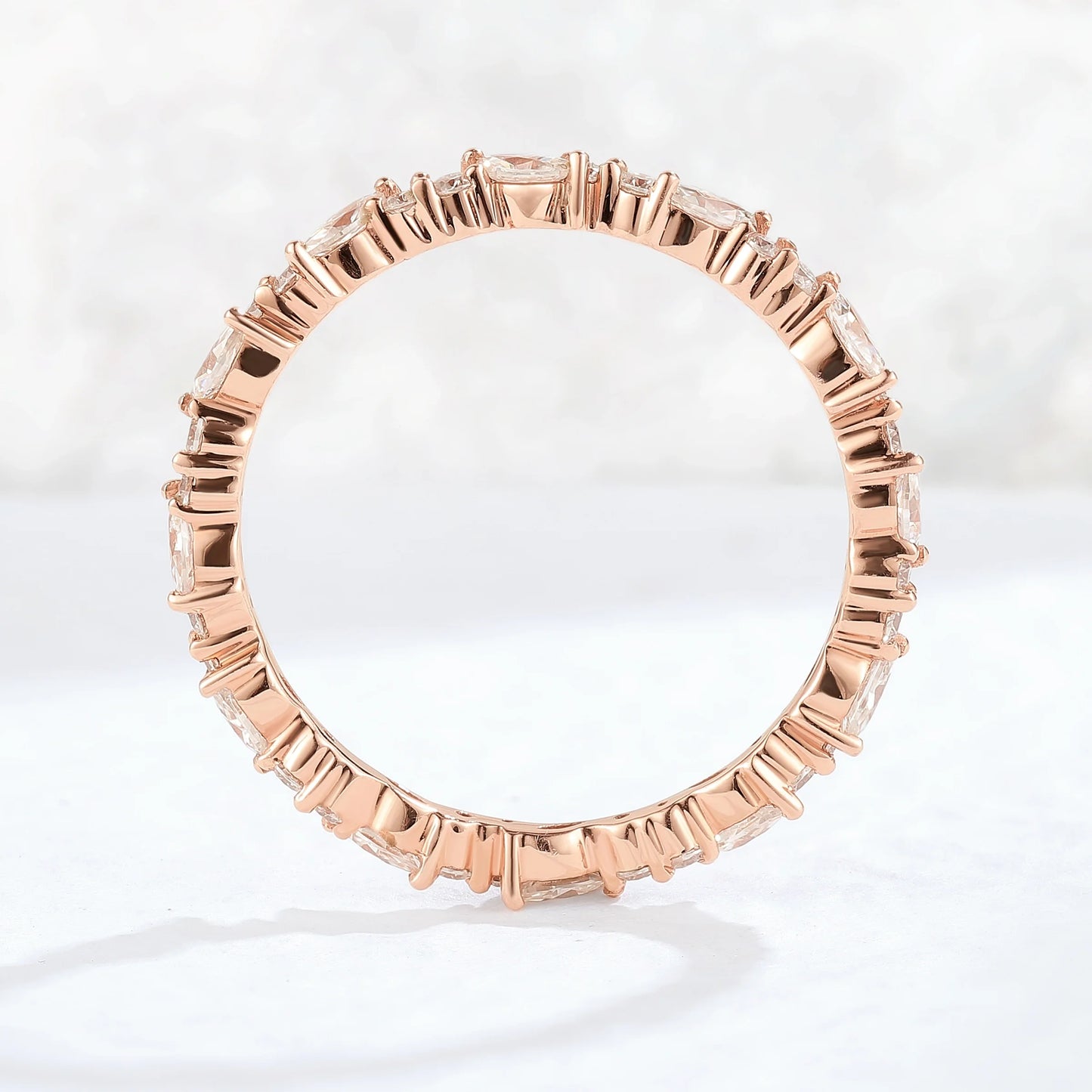 Unique Moissanite Full Enternity Straight Stacking Ring