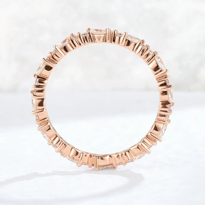 Unique Moissanite Full Enternity Straight Stacking Ring