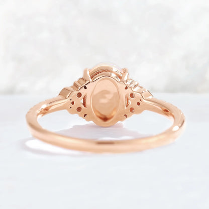 Unique Oval Cut Opal Timeless Half Enternity Gemstone Ring