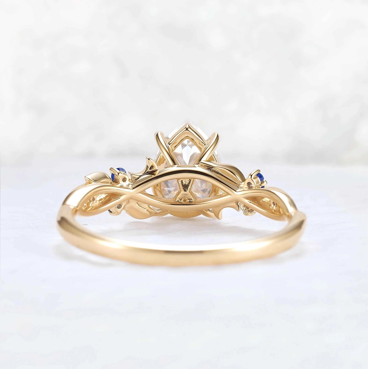 Unique Pear Cut Moissanite Moon Style Gemstone Ring