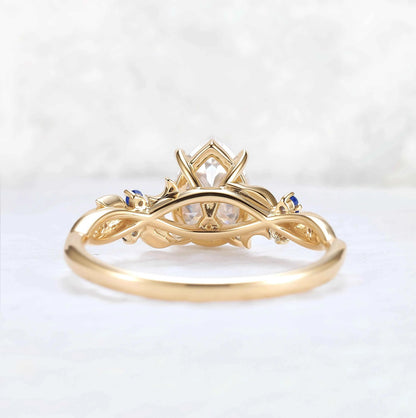 Unique Pear Cut Moissanite Moon Style Gemstone Ring