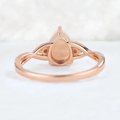 Unique Pear Cut Opal Twisted Gemstone Ring