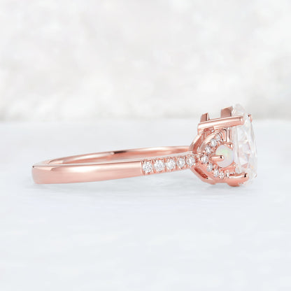 Unique Pear Shaped Moissanite Half Enternity Gemstone Ring