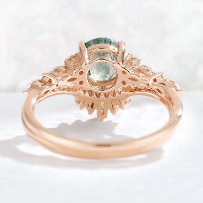 Unique Round Cut Moss Agate Captivating Ring Set 2pcs
