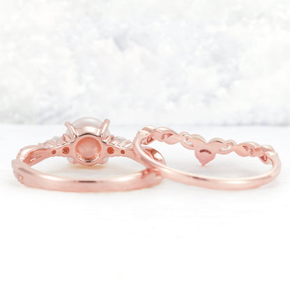 Unique Round Pearl Twisted Ring Set 2pcs