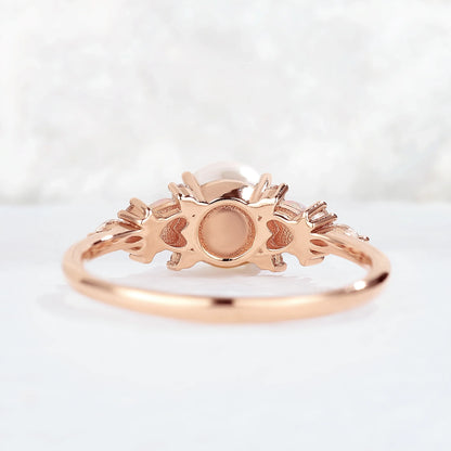 Unique Round Pearl and Opal Decor Gemstone Ring