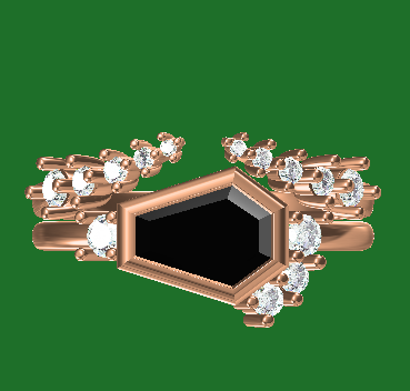 Unique Conffin Cut Black Onyx Cluster Ring