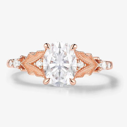 Elegant Dress-Lapel Inspired Bezel Oval Cut Moissanite Ring for the Bride