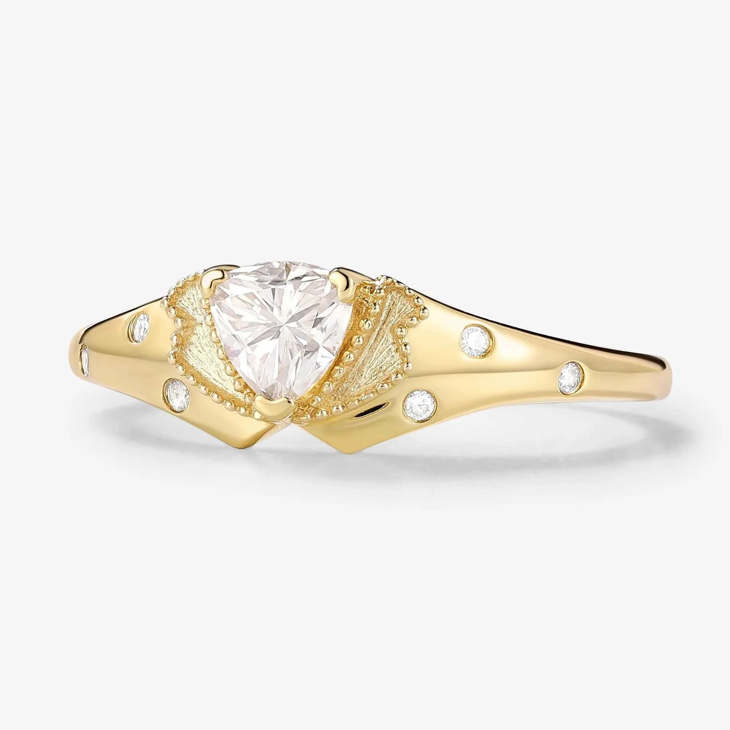 Classic Lapel-Inspired Trillion cut Cut Moissanite Wedding Band for the Groom