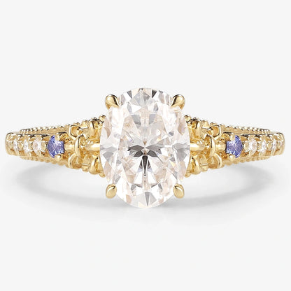 Vintage Victorian Oval Cut Moissanite Engagement Ring