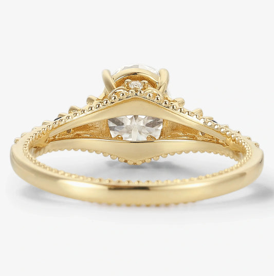 Vintage Victorian Oval Cut Moissanite Engagement Ring