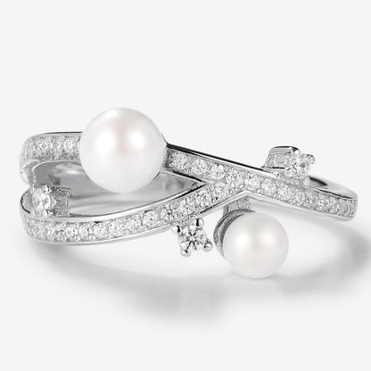 Gemini Zodiac Pearl Engagement Ring