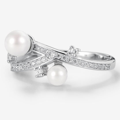 Gemini Zodiac Pearl Engagement Ring