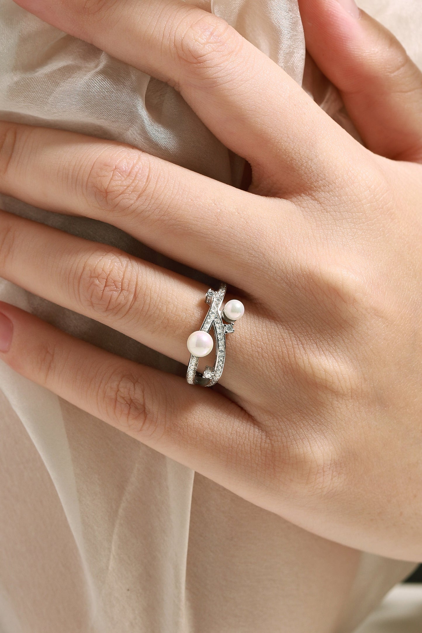 Gemini Zodiac Pearl Engagement Ring