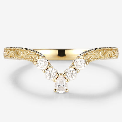 Vintage Engraved Wedding Band With Milgrain Edges