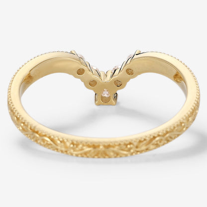 Vintage Engraved Wedding Band With Milgrain Edges