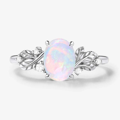 Nature-Inspired Elegance Oval Cut Opal Engagement Ring