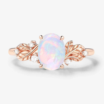 Nature-Inspired Elegance Oval Cut Opal Engagement Ring