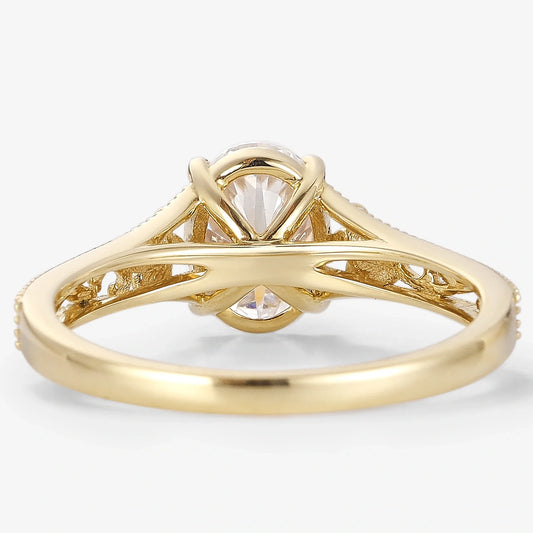 Vintage Victorian Oval Cut Moissanite Flora Engagement Ring