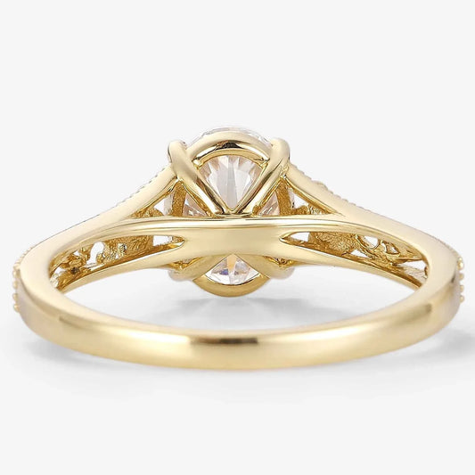 Vintage Oval Cut Moissanite Engagement Ring With Flower