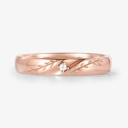 Nature-Inspired Ring Leaf and Moissanite Men's Wedding Band