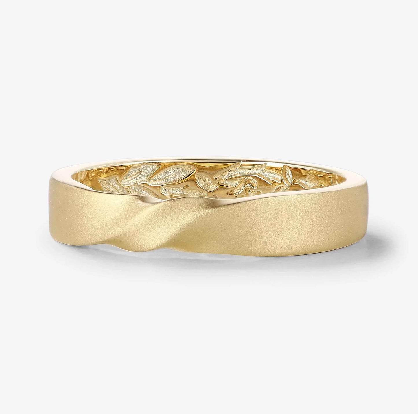 Leaf & Rose Engraving Men’s Wedding Band Ring For Him