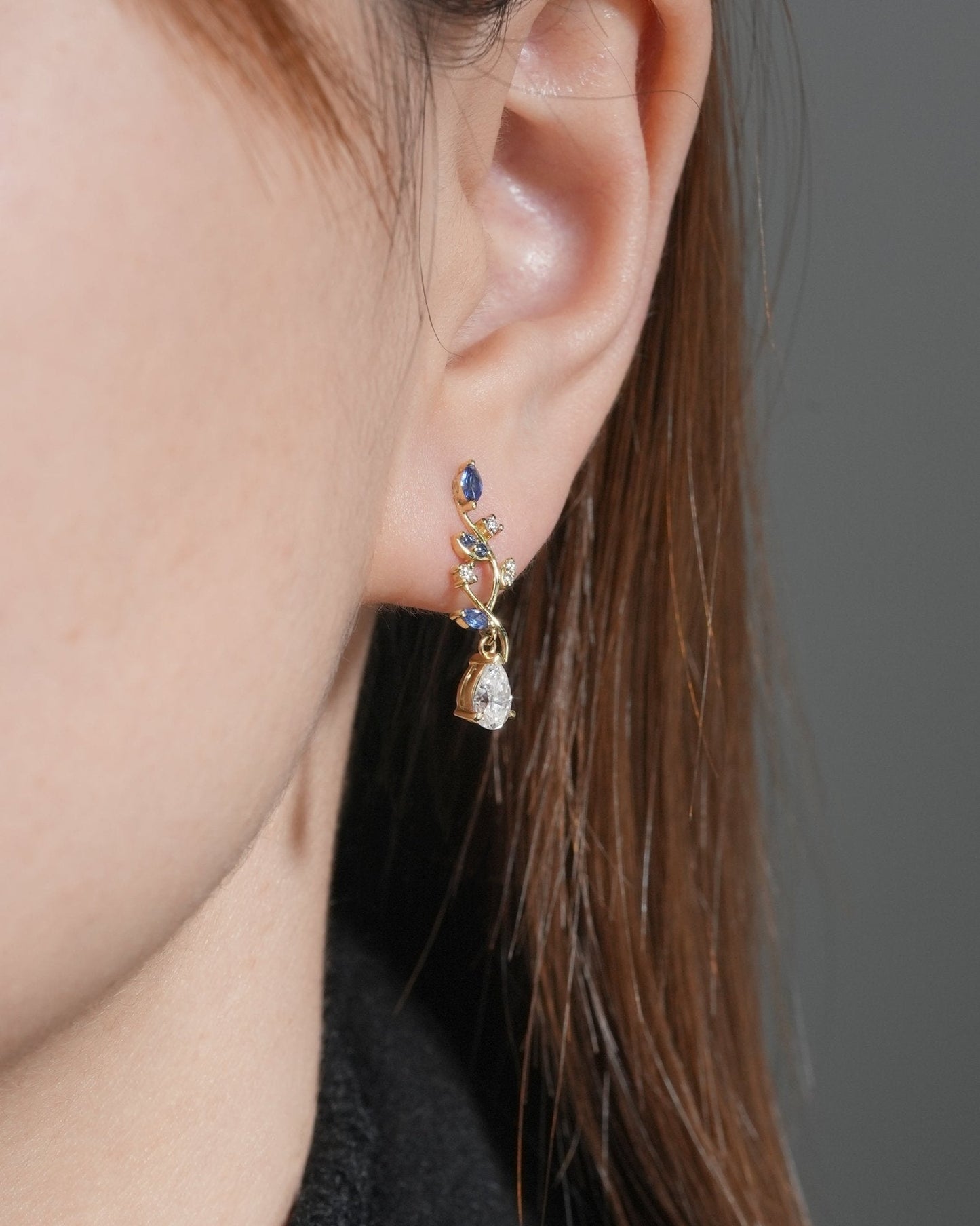 Aphrodite Mythical Sapphire and Moissanite Earrings