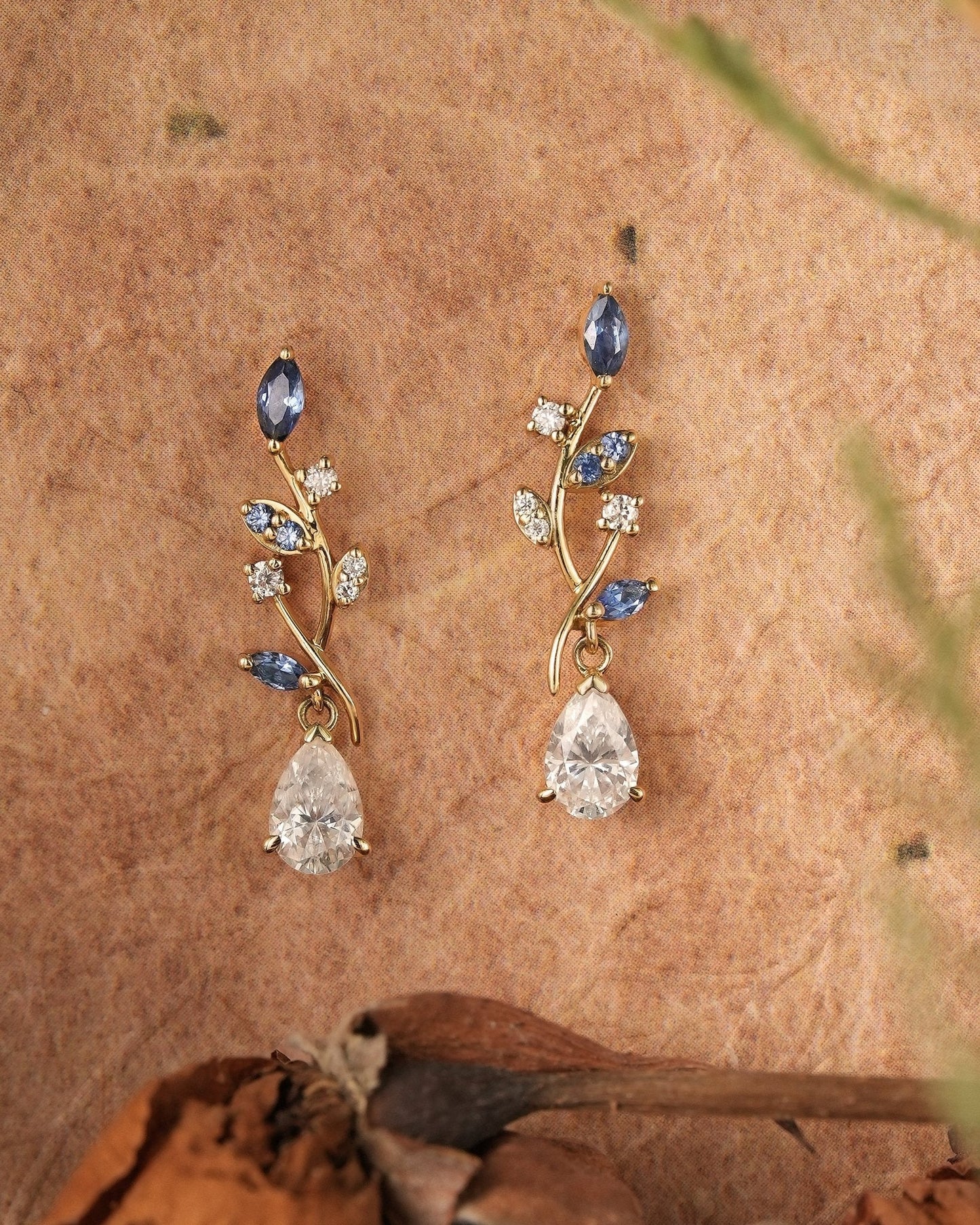 Aphrodite Mythical Sapphire and Moissanite Earrings