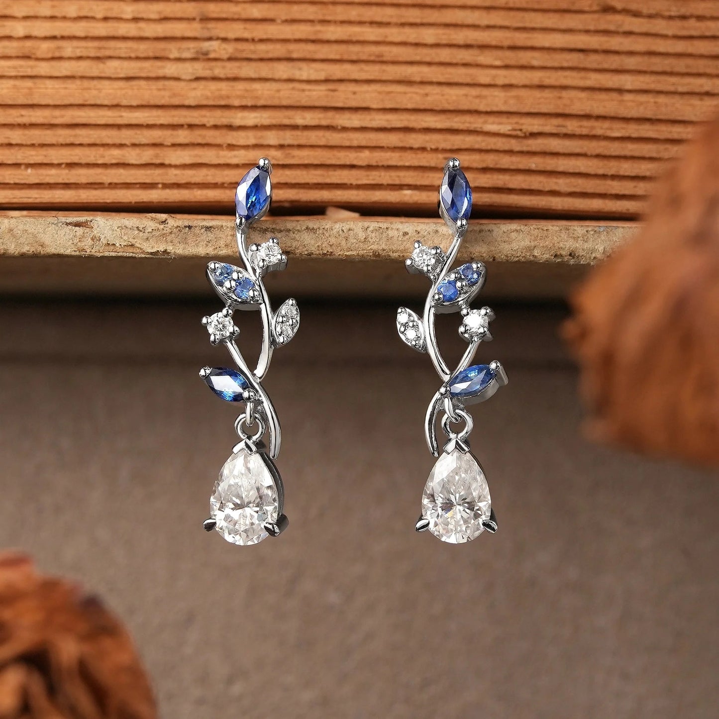 Aphrodite Mythical Sapphire and Moissanite Earrings