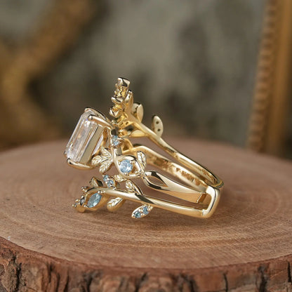 Aphrodite's Enchanted Vine| Moissanite Ring Set with Topaz-Novalie