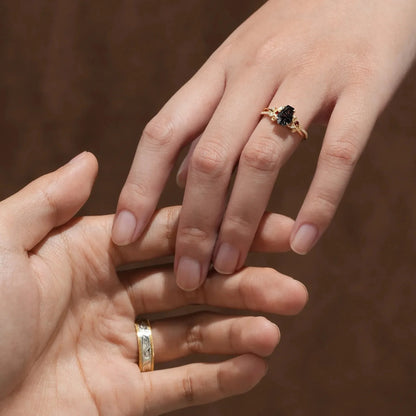 Black Rutilated Quartz Couple Ring Set-One & Only