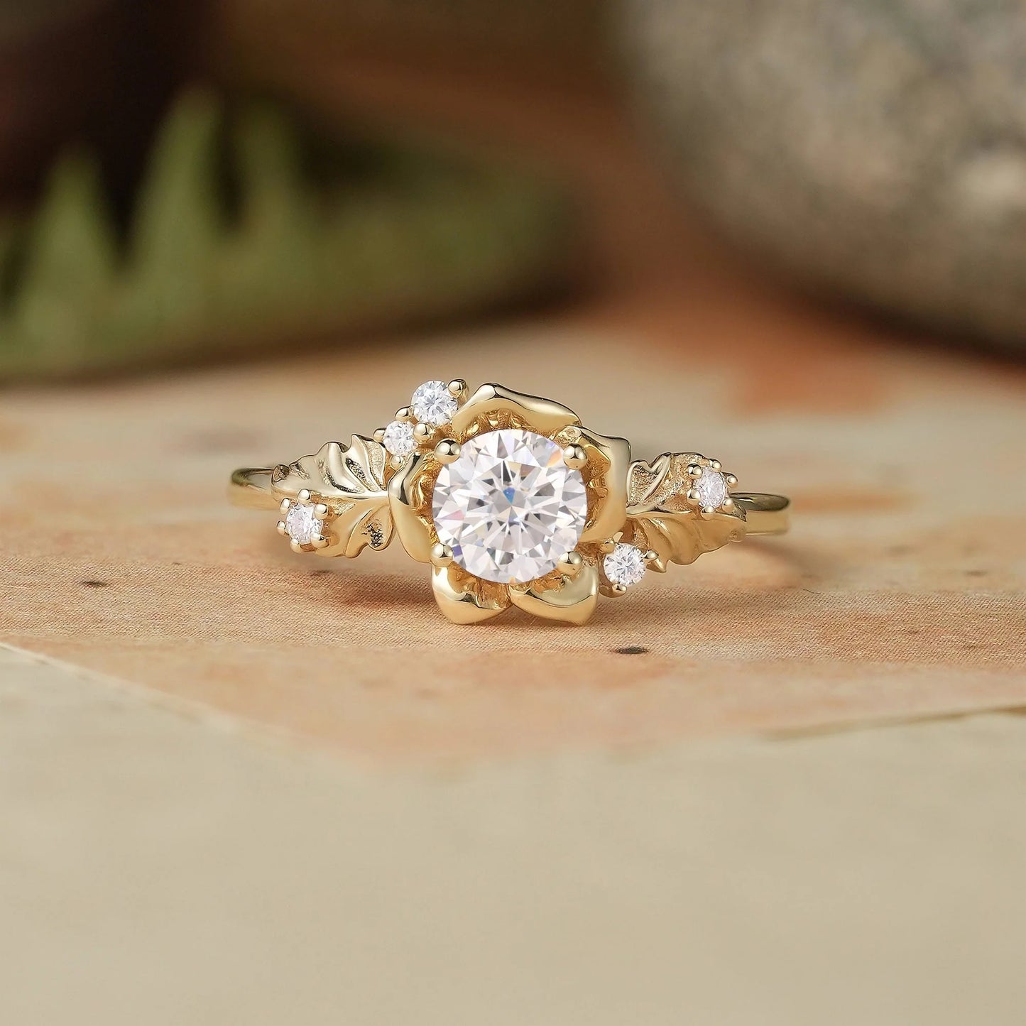 Blooming Rose Moissanite Engagement Ring-Tindra