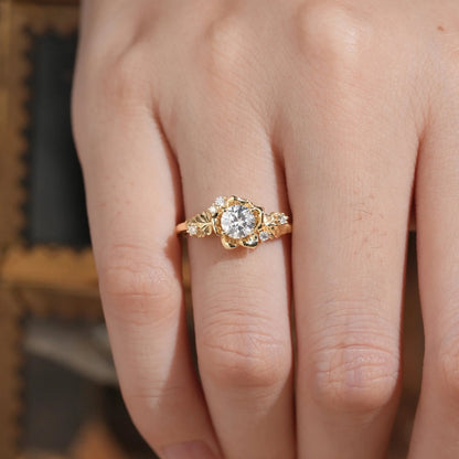 Blooming Rose Moissanite Engagement Ring-Tindra