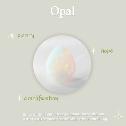 Nature Inspired Oval Shaped Opal Handmade Ring Set 3pcs
