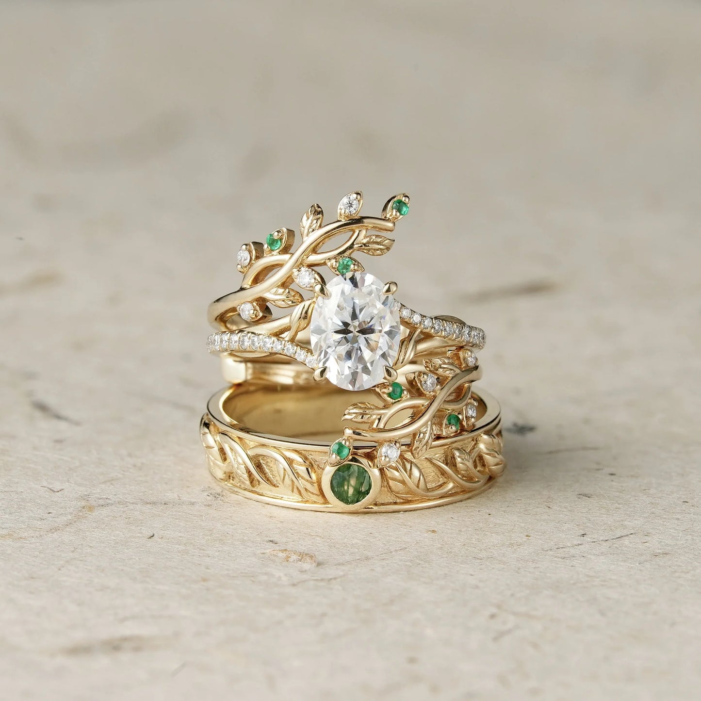 Cross Vine Moissanite Couple Ring Set - Lasting Commitment