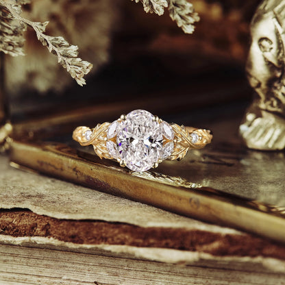 Crossed Leaf Lab Grown Diamond Engagement Ring-Thessaly
