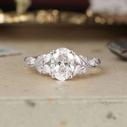 Crossed Leaf Lab Grown Diamond Engagement Ring-Thessaly