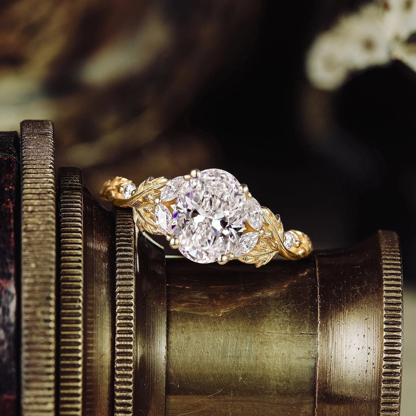 Crossed Leaf Lab Grown Diamond Engagement Ring-Thessaly