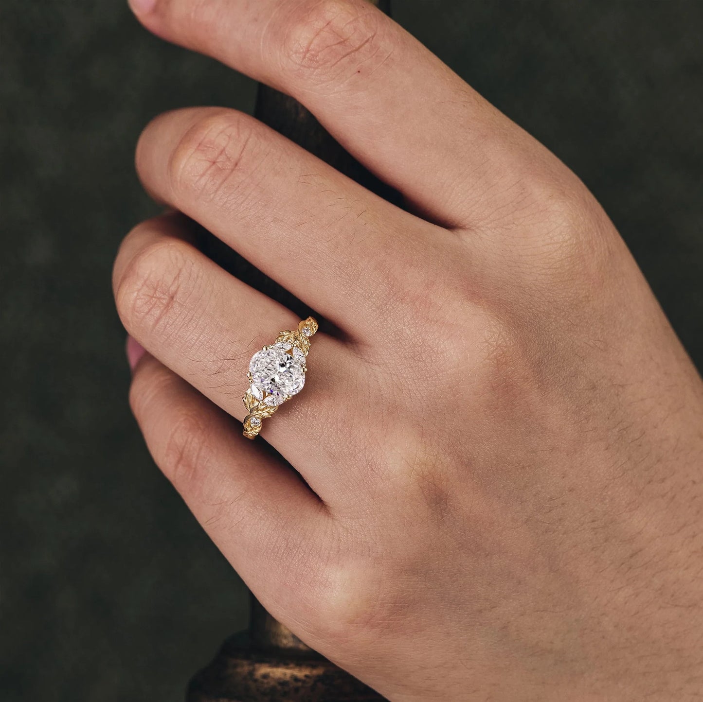 Crossed Leaf Lab Grown Diamond Engagement Ring-Thessaly