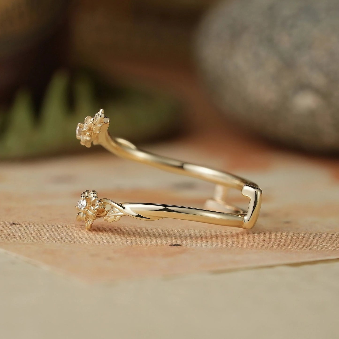 Daisy Inspired Moissanite Enhancer Wedding Band-Zephyrine