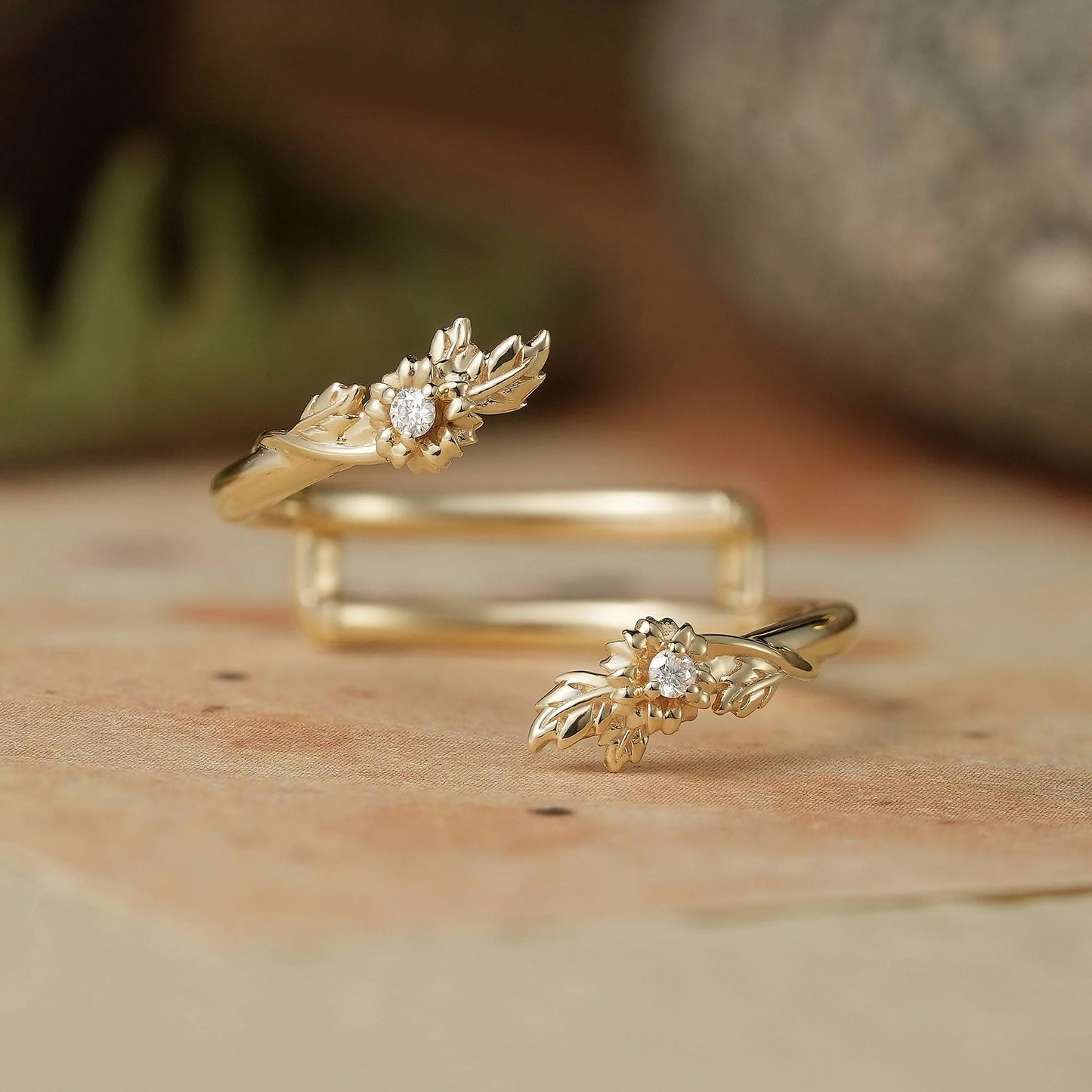 Daisy Inspired Moissanite Enhancer Wedding Band-Zephyrine