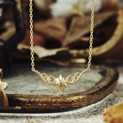 Golden Bloom: Pink Sapphire Floral Leaf Necklace - Ophelia