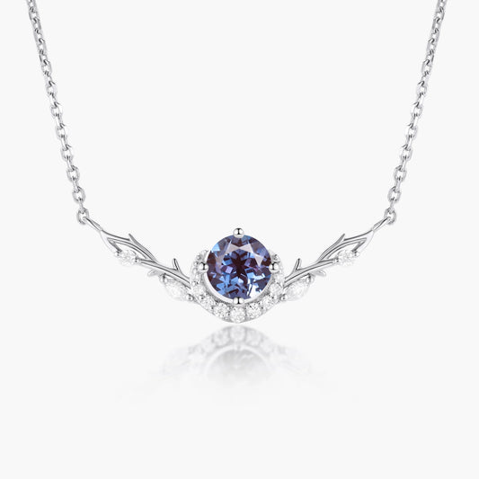 Custom Oval Cut Alexandrite Forest Moon Necklace - Eirwen